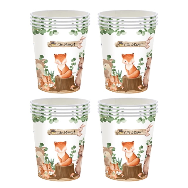 LCXmlly Birthday Party Supplies Disposable Forest Pattern Tableware Party Plates Tablecloth for Kids Birthday Decorations