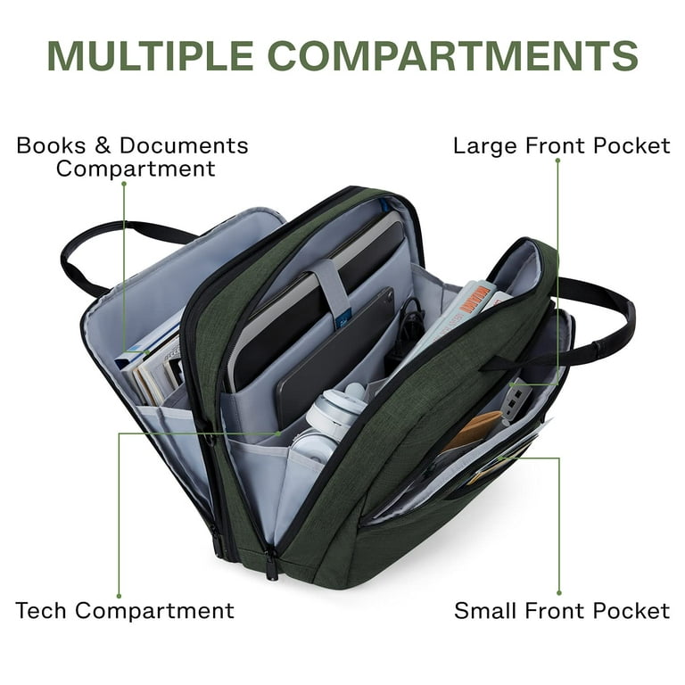 HIT Tech Organizer Laptop Multi Compartment Briefcase Bag Black Faux Leather