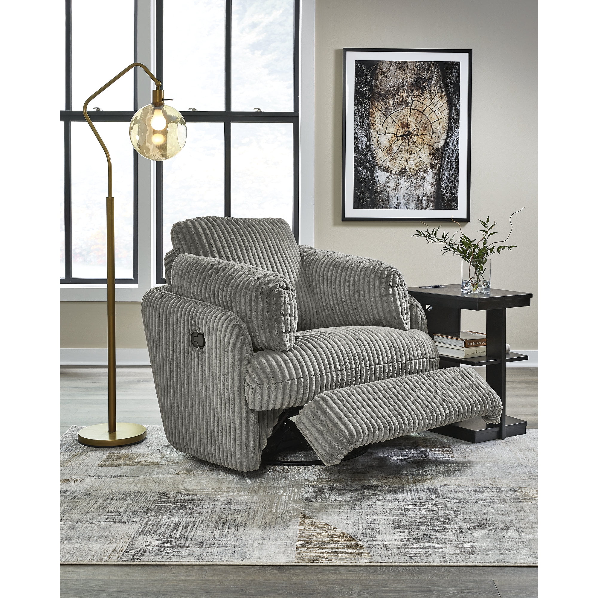 Signature Design by Ashley Tie-Breaker Fog Swivel Glider Recliner