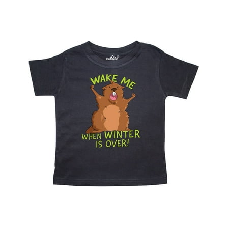 

Inktastic Groundhog Day Wake Me When Winter is Over Gift Toddler Boy or Toddler Girl T-Shirt