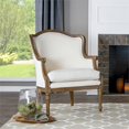 thumbnail image 2 of Baxton Studio Chaise d'Appoint Charlemagne en Blanc et Marron, 2 of 10