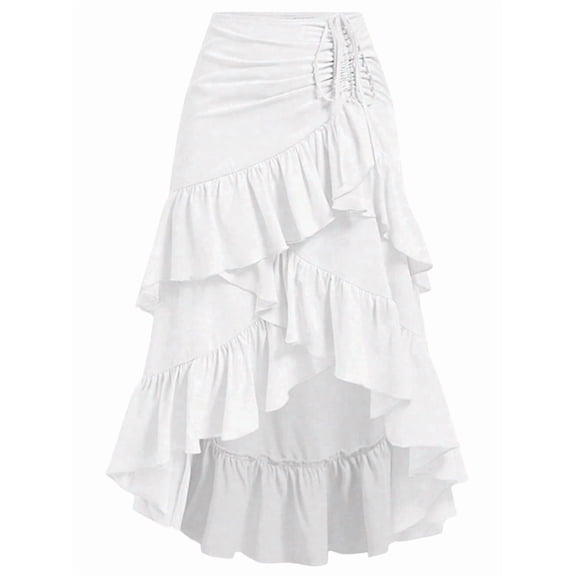 Female Renaissance Pirate Skirt Gothic Steampunk Victorian Skirts White M