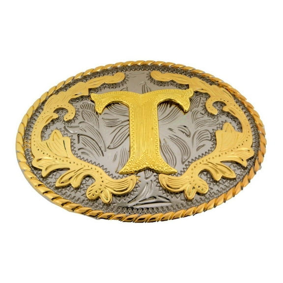 Initial Letter "T " Belt Buckle Monogram Middle Initial Alphabet Western Cowoy Cowgirl Unisex Men Women Rodeo Costume New Style