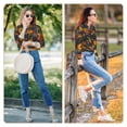 thumbnail image 7 of KLL Sunflowers Print Women's Long Sleeve Pajamas with Pants Sleepwear Loungewear 2 Set-Large, 7 of 7