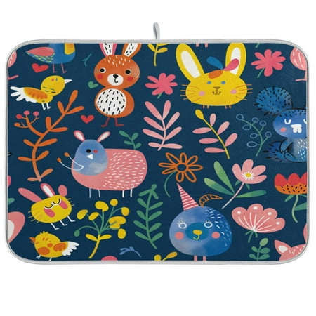 

Dish Drying Mat Multi-functional Absorbent Kitchen Drying Mat Foldable Drying Mat for Kitchen Drainer Rack 18 x24 Lovely Animals