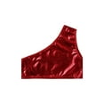 thumbnail image 3 of Xnihocha Kids Girls Boys Shiny Sports Bra Sleeveless Training Bra Slant Shoulder Crop Cami Bralette Red 100-120, 3 of 7
