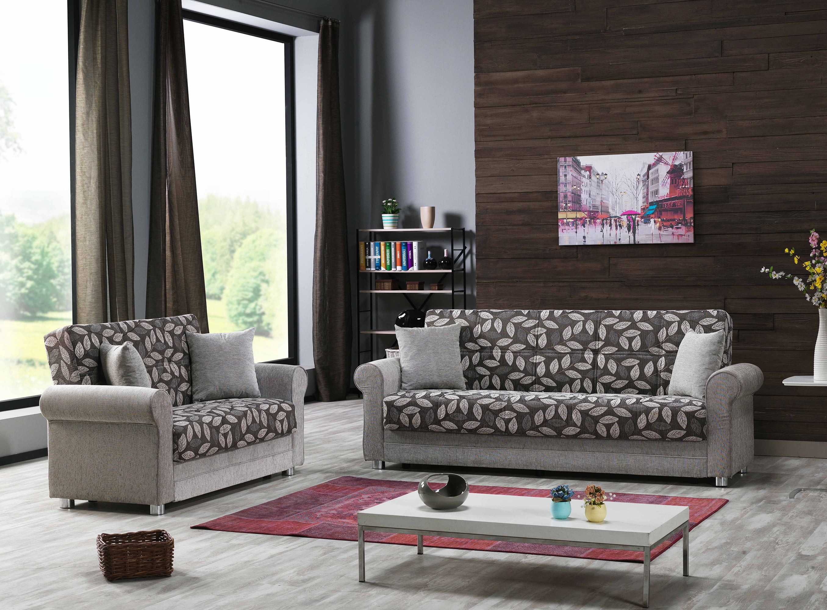 Ottomanson Convertible Sleeper Sofa Bed with Hidden Storage, Firm Comfort Couch, Beige