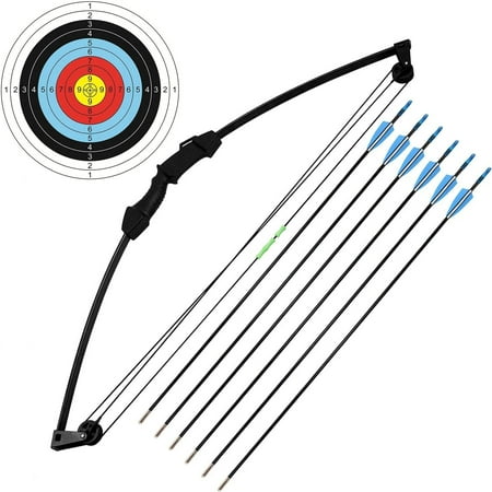35" Junior Compound Bow and Arrow Archery Set Outdoor Sports Game Hunting Toy Gift Kit Set with 6 Arrows for Kids Children Teens Youth