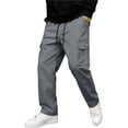 thumbnail image 2 of Resicozy Cargo Sweatpants for Men Casual Athletic Drawstring Waist Jogging Sweatpant with Pockets Home Party Gray L, 2 of 6