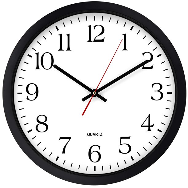 Bernhard Products Reloj de pared negro, silencioso, sin tictac, 16.0 in, calidad extra grande, cuarzo, funciona con pilas, redondo, fácil de leer, hogar, oficina, negocio, cocina, aula, escuela
