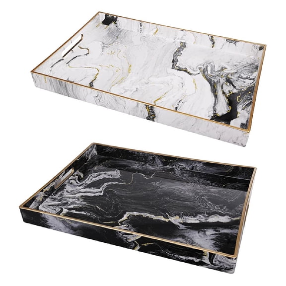 A&B Home Marble Motif Serving Trays, Set of 2