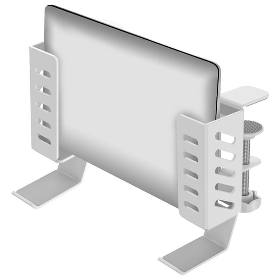 2 Pcs Desk Side Laptop Holder No Drill Desk Side Laptop Mount Length Adjustable Hanging Laptop Holder Space Saving Clamp on Desk Organizer for Laptops Tablets