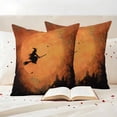 thumbnail image 3 of Halloween Orange Outdoor Waterproof Pillow Covers, Witch Castle Moon Tree Bat Horror Decorative Square Throw Pillowcase Sofa Cushion Sham for Patio/Couch/Chair, 16"x16" 2 Pack, 3 of 8