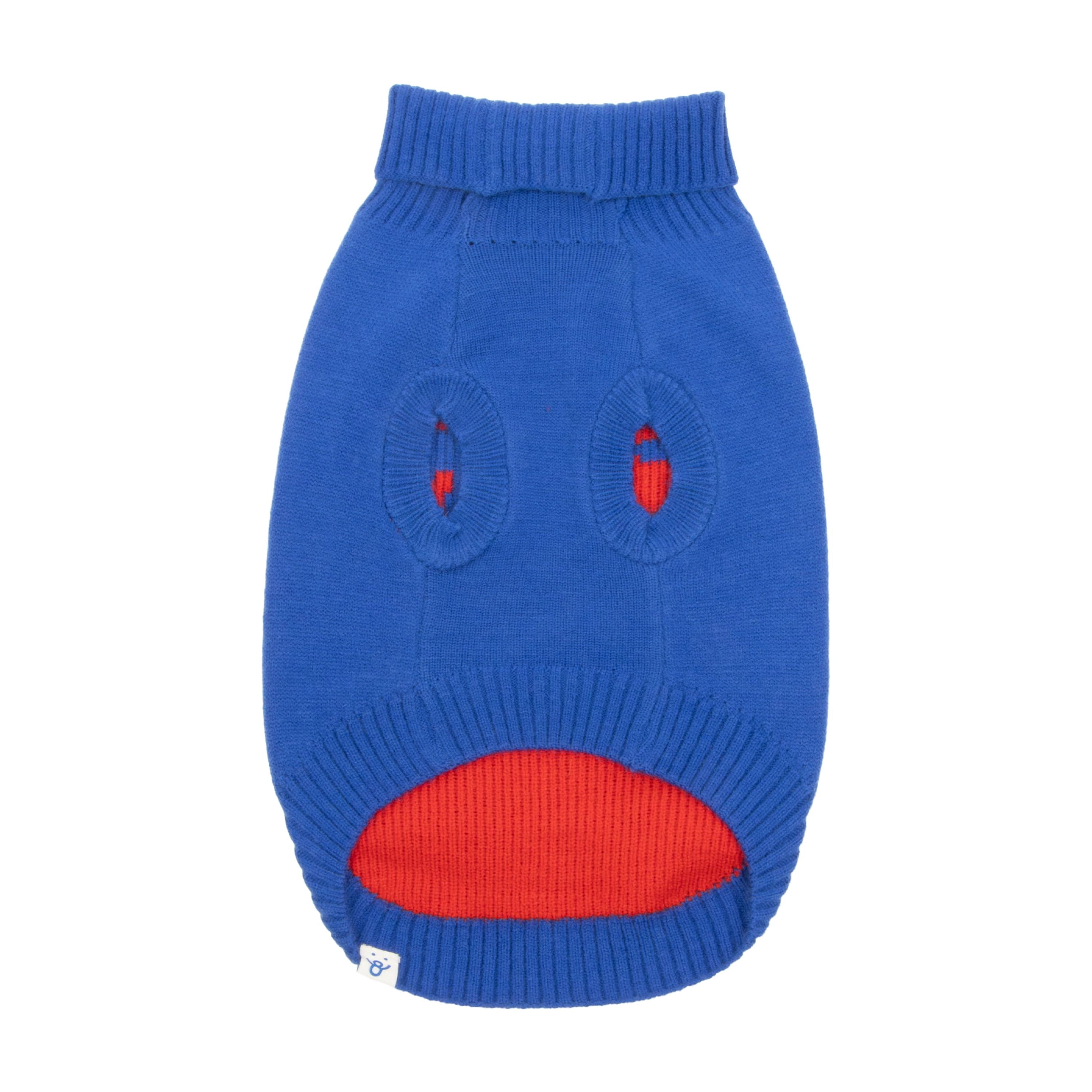 Oodles Fur Baby Fall Turtleneck Dog Sweater, Blue, XL
