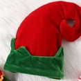 thumbnail image 4 of KelaJuan Toddler Girl Christmas Elf Costume Contrast Color Short Sleeve Doll Collar Dress + Hat + Striped Socks Outfit, 4 of 6