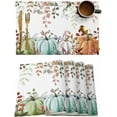 thumbnail image 1 of Fall Thanksgiving Placemats Set of 4, Autumn Pumpkins Eucalyptus Leaves Heat Resistant Washable Dining Table Mats Fall Holiday Farmhouse Decor for Kitchen&Linens Outdoor Indoor, Blue Sage Green Orange, 1 of 6