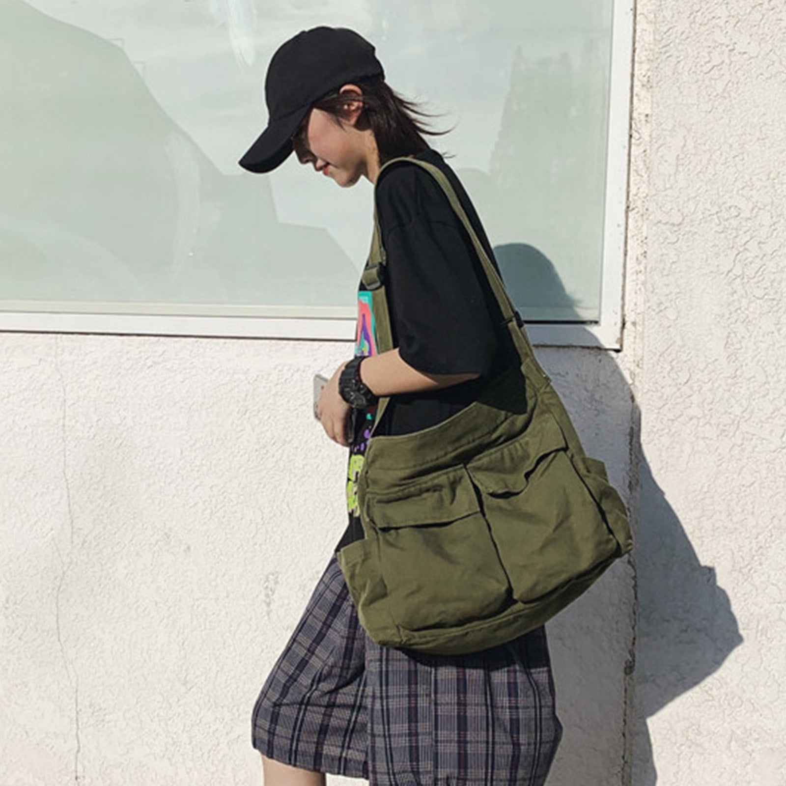 Large Crossbody Bags for Women, Black Men Sling Bag Messenger Bag, Medium Work Shoulder Purse Phone Pouch Bag Side Crossover Handbag with Adjustable Strap for Workout Running Traveling Hiking