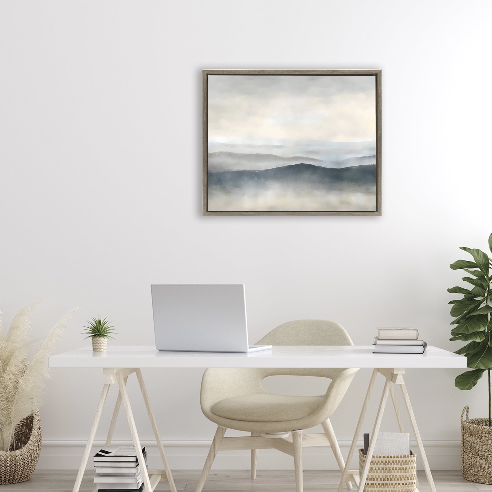 Stupell Industries Muted Horizon Serenity Brown Framed Floater Canvas Wall Art, design by Riley B