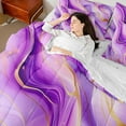 thumbnail image 4 of jejeloiu Modern Fluid Artwork 7-Piece Twin Bedding Sets,Marble Pattern Bedding Comforter Set,Gradient Pink Purple Sheet Sets For Teens,Microfiber Bedroom Decor Reversible, 4 of 8