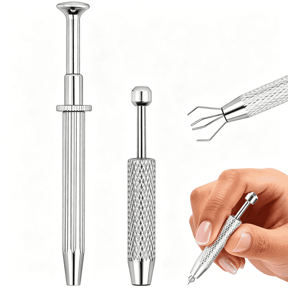DESIGNICE 2 Pcs 14G/16G/18G 316L Steel Flat Back Earrings Piercing Grabber Tool,Silver