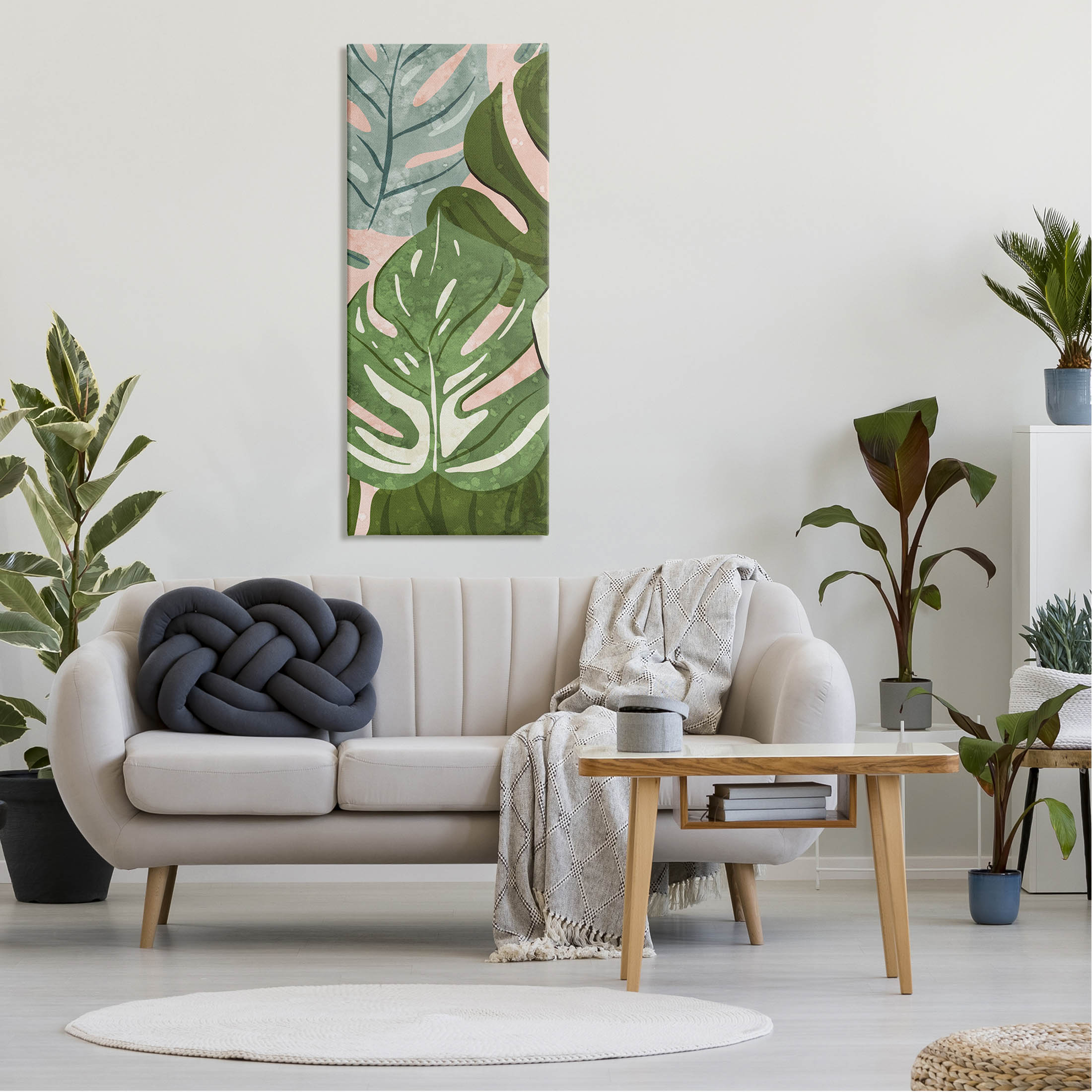 Varied Monstera Leaf Pattern Botanical & Floral Graphic Art Gallery Wrapped Canvas Print Wall Art