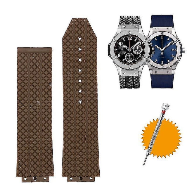 Correa De Reloj Para Hublot Big Bang Silicona 25 * 19 Mm Correa De Reloj Impermeable Para Hombres Accesorios De Reloj De Cadena Pulsera De Goma-Azul A Negro