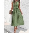 thumbnail image 5 of Mint Green Floral Print Sleeveless Tie Waist A-Line Maxi Dress For Women, 5 of 8