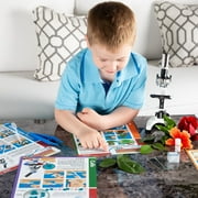 AmScope-Kids 120X-1200X Portable Educational LED Microscope Kit with Experiment Cards - Metal Arm