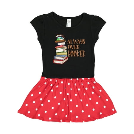 

Inktastic Always Overbooked-Stack of Books Gift Toddler Girl Dress