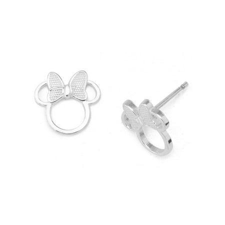 Disney Women's Minnie Stud Earrings, Sterling Silver, 0.5 in, (Includes Disney-themed Package)