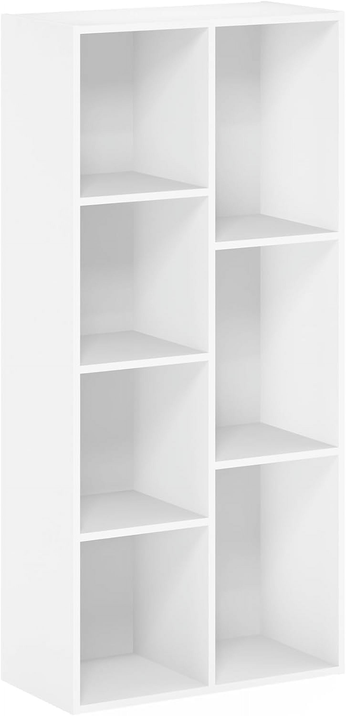 LUDER 7-Cube Bookshelf, White Modern Storage Unit for Living Room Bedroom Office