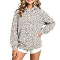 thumbnail image 5 of Sevevn Girls' Leopard Print Hoodie Sweatshirt Long Sleeve Pullover Hooded Top with Ribbed Cuffs and Hem, Cute Casual Graphic Printed Sweatshirt for Kids Everyday School Travel and Outdoor Wear, 5 of 5