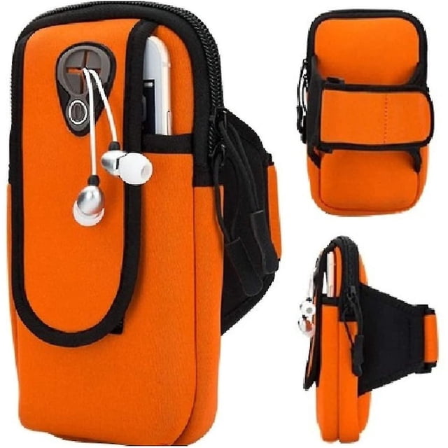 Brazalete universal para correr, brazalete deportivo con soporte para teléfono móvil, naranja