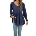 thumbnail image 6 of Cogild Womens V Neck Long Sleeve Shirts Casual A Line Pleated Puff Sleeves Tunic Tops Blouse, 6 of 6