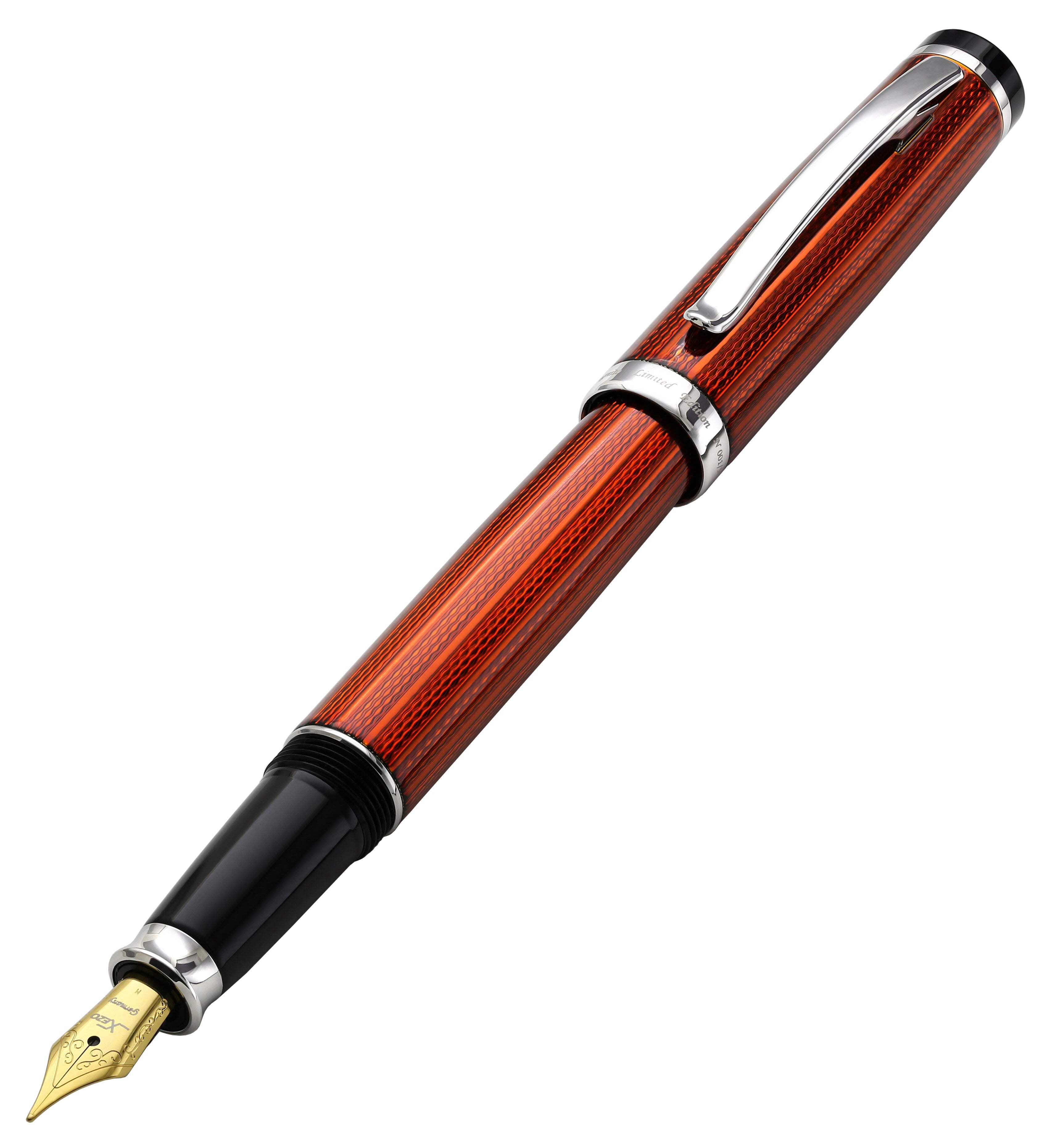 Xezo Xezo Incognito™ Diamond-Cut Lacquered Brass Fountain Pen (Medium Nib) - Sunstone Orange