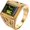 Green Gem, variant on Men's Stainless Steel Wide Birthstone Gemtone Gold Rings with Rabbit Pattern