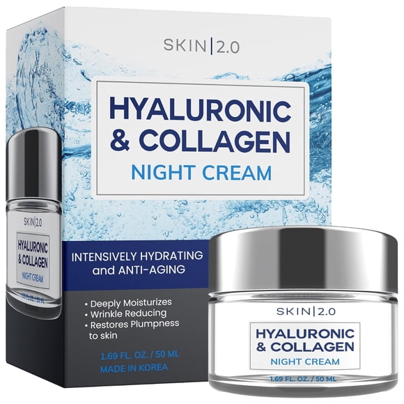 Skin 2.0 Hidratante facial coreano con ácido hialurónico y colágeno - Probado por dermatólogos Ultra hidratante Antienvejecimiento Belleza limpia Cuidado de la piel coreano sin crueldad para todo tipo