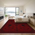 thumbnail image 3 of ODIKA 9'x12' Washable Area Rug Non-Slip, Chair-Friendly Deep Red Gothic Floral Elegance Intricate Victorian Motif with Bats for Dining Room, Basement, Large Office, 3 of 7