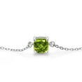 thumbnail image 3 of Gem Stone King 925 Sterling Silver Green Peridot Solitaire Bracelet for Women (0.85 Cttw, Cushion Cut 6MM, Gemstone Birthstone, Fully Adjustable up to 9 inch), 3 of 5