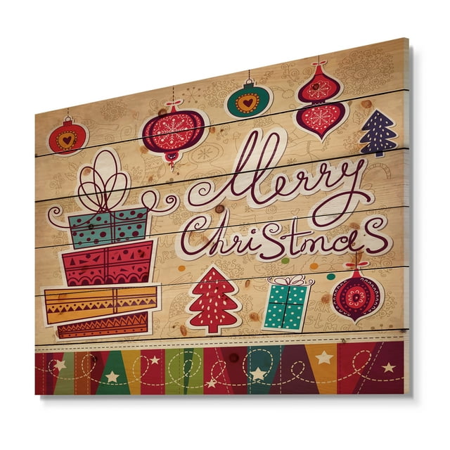 Design Art - Présent de Noël avec Boules de Sapin de Noël