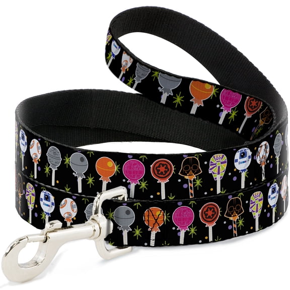 Star Wars Pet Leash, Dog Leash, Star Wars Festive Lollipop Icons Multi Color, 4 Feet Long 0.5 Inch Wide