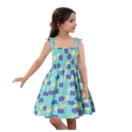 

Easter Dresses for Girls Sleeveless Mini Dress Floral Print Multicolor 120