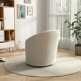 thumbnail image 6 of SEYNAR Modern 360 Degree Swivel Accent Chair Set of 2, Velvet Upholstered Barrel Armchair with Button Tufted Back, Vanity Chair for Living Room(Beige), 6 of 14