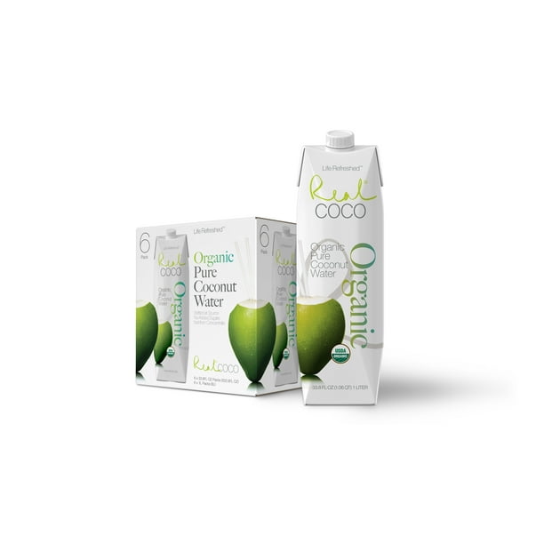 Real Coco Organic Pure Coconut Water 1L, USDA Organic, No Added Sugar