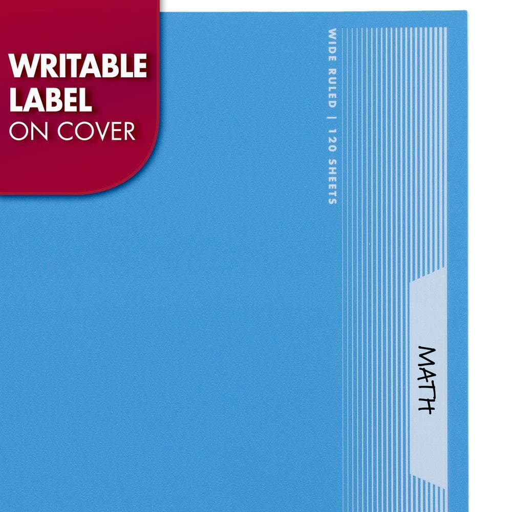 Mead Spiral Notebook, 3 Subject, Wide Ruled, 8 1/2" x 11", Blue (930032FD-WMT)
