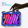 thumbnail image 2 of 3 Layer Case for iPad mini 6th Gen 8.3" 2021, for Kids Heavy Duty Protective Case with Screen Protector & Stylus Holder & 360 Rotating Stand and Hand/Shoulder Strap Cover for iPad mini 6, Blue+Black, 2 of 10
