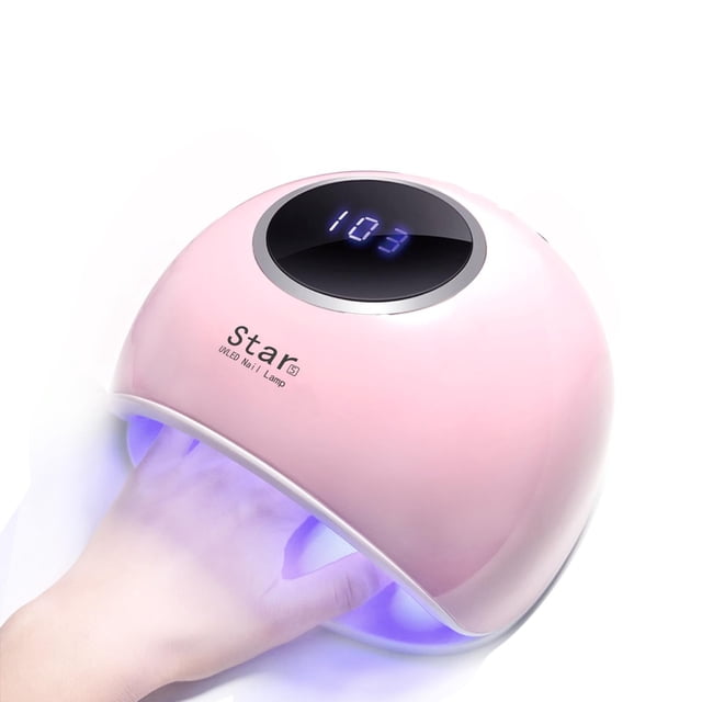 Secador de uñas portátil UV LED, 72 W, profesional, con temporizador automático y pantalla LCD, para uñas de gel, esmalte semipermanente, gel y esmalte, etc. (rosa)