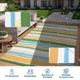 thumbnail image 5 of Large Outdoor Rug Mat Boho Reversible Plastic Straw Rug Modern Striped Outdoor Camping Rugs For Deck Backyard Patio RV Camping Beach,Easy Clean, 5 of 10