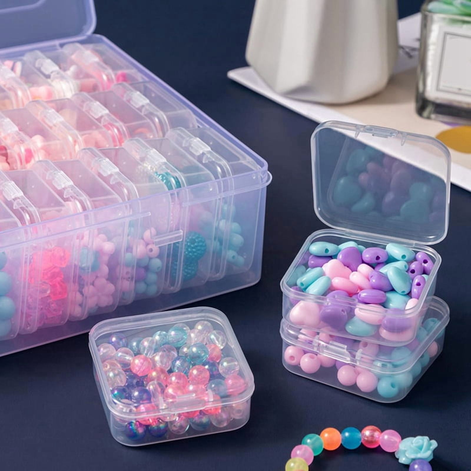 3X Bead Organizer Box, A Large Transparent Box with 30PCS Small Clear Plastic Storage Containers,Portable Craft Box