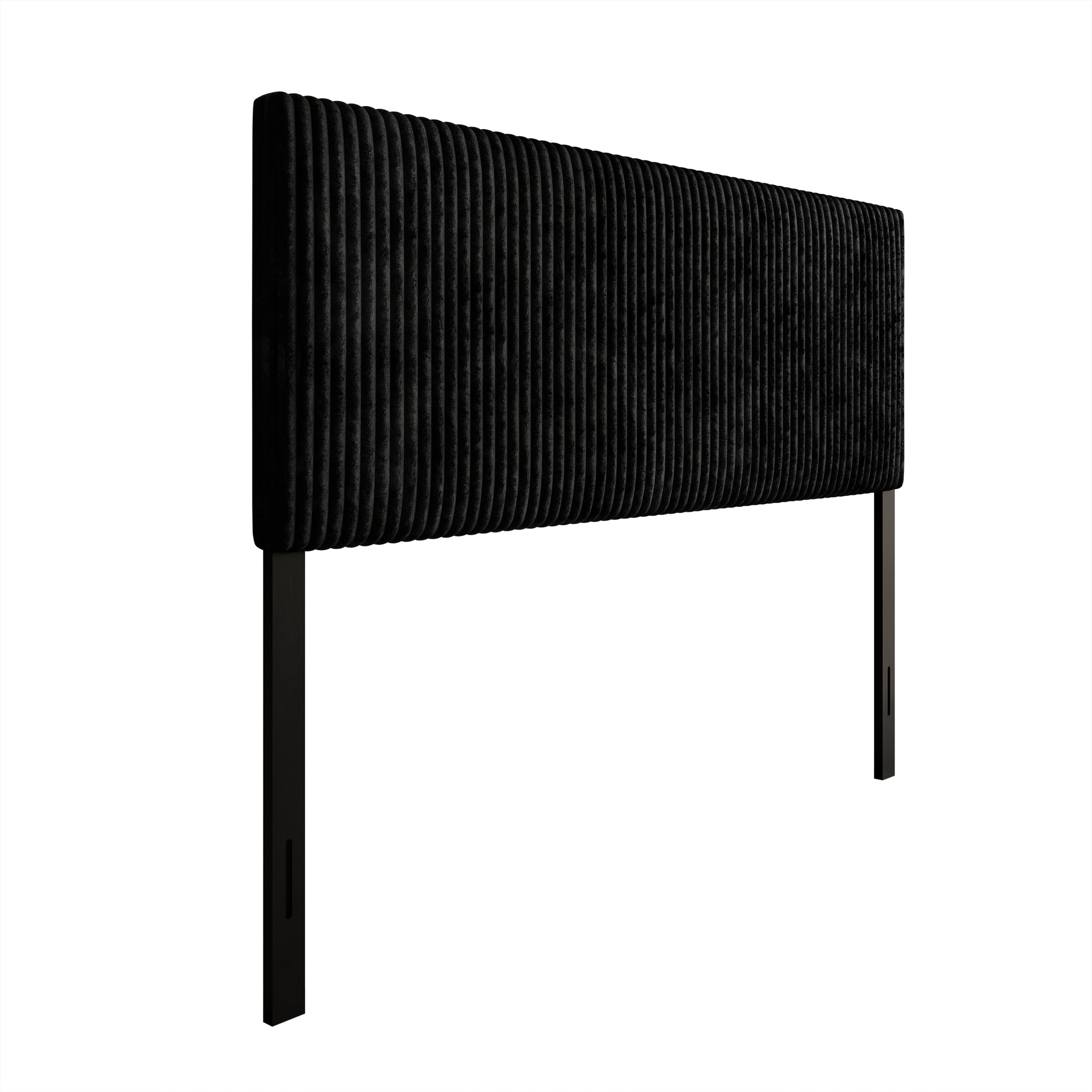 Home Design Romney Twin Upholstered Headboard with Vertical Channel Tufting, Adjustable Height, Black
